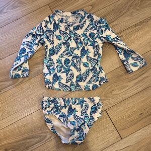 Lilly Pulitzer Kids Swim Rashguard - Blue and White